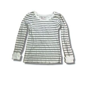 Grey and White Striped Long Sleeve